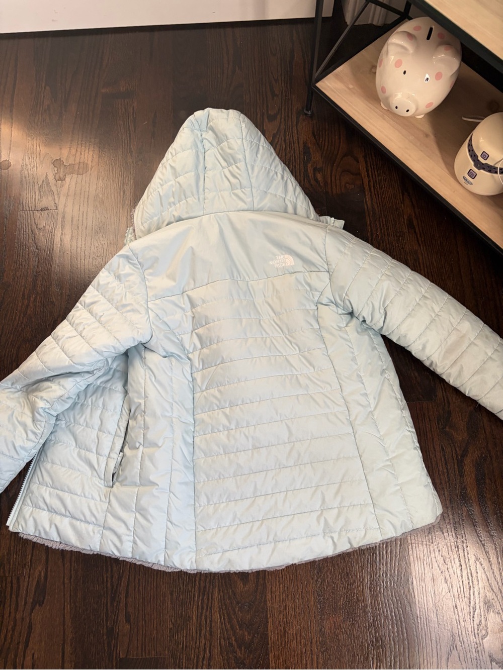 The North Face Light Blue Quilted Hooded Jacket